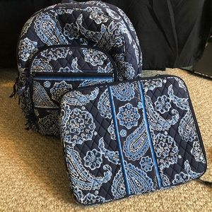 Vera Bradley Blue Bandana Backpack & Laptop Sleeve